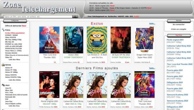 20 Meilleur Sites Téléchargement Direct DDL Gratuits Films Séries