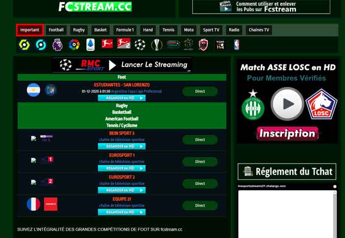 comment regarder les matchs en direct gratuitement